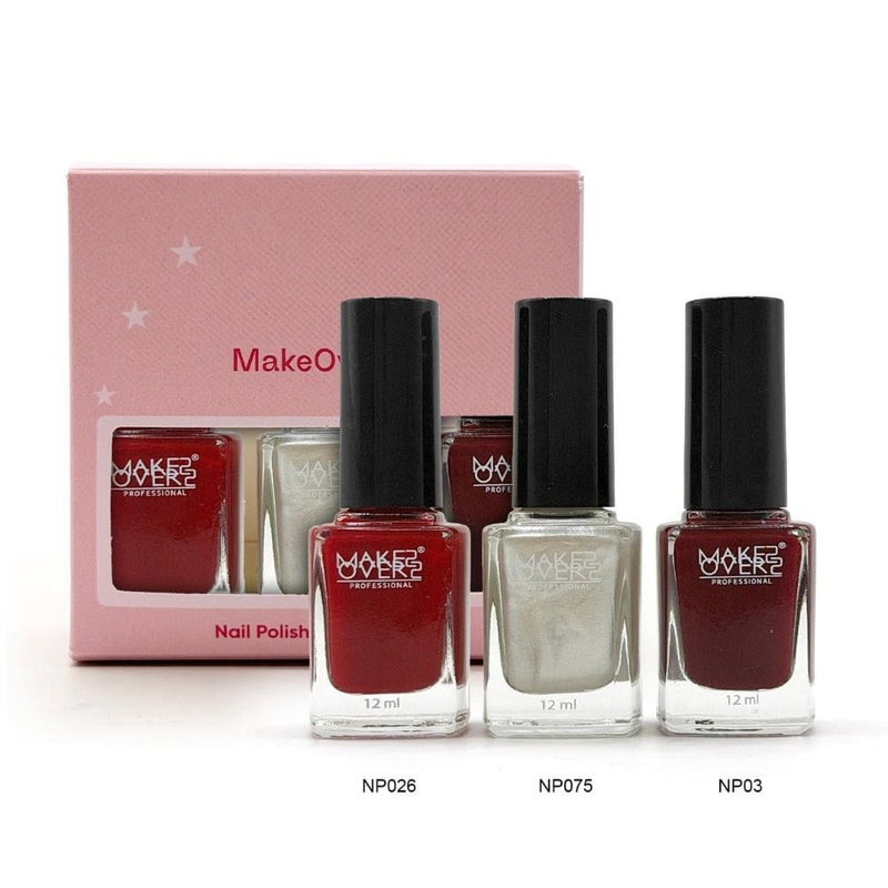Makeover 22 Nail Polish Set, 3-Piece Glitter Manicure, Quick-Drying