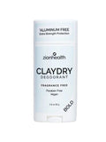 Best Men's Aluminum Free Deodorant and Antiperspirant ClayDry Bold Fragrance-Free Zion Health 80g
