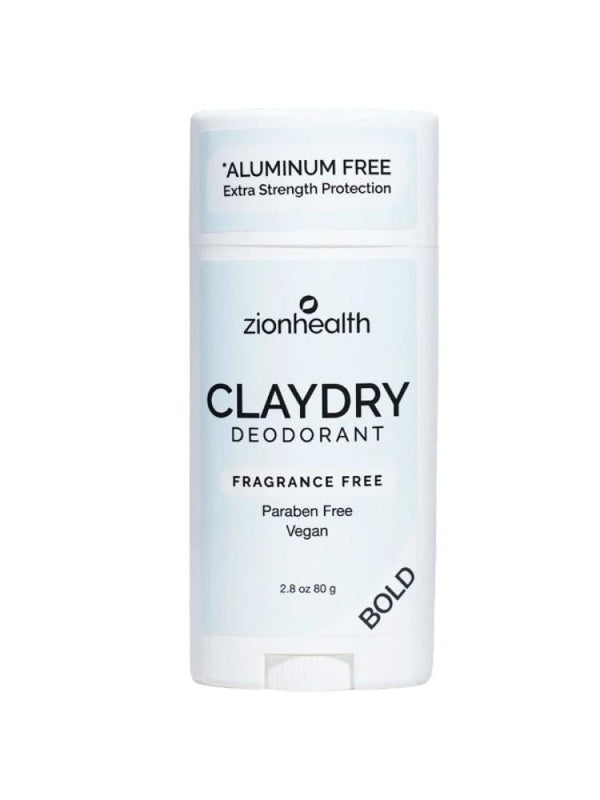 Best Men's Aluminum Free Deodorant and Antiperspirant ClayDry Bold Fragrance-Free Zion Health 80g