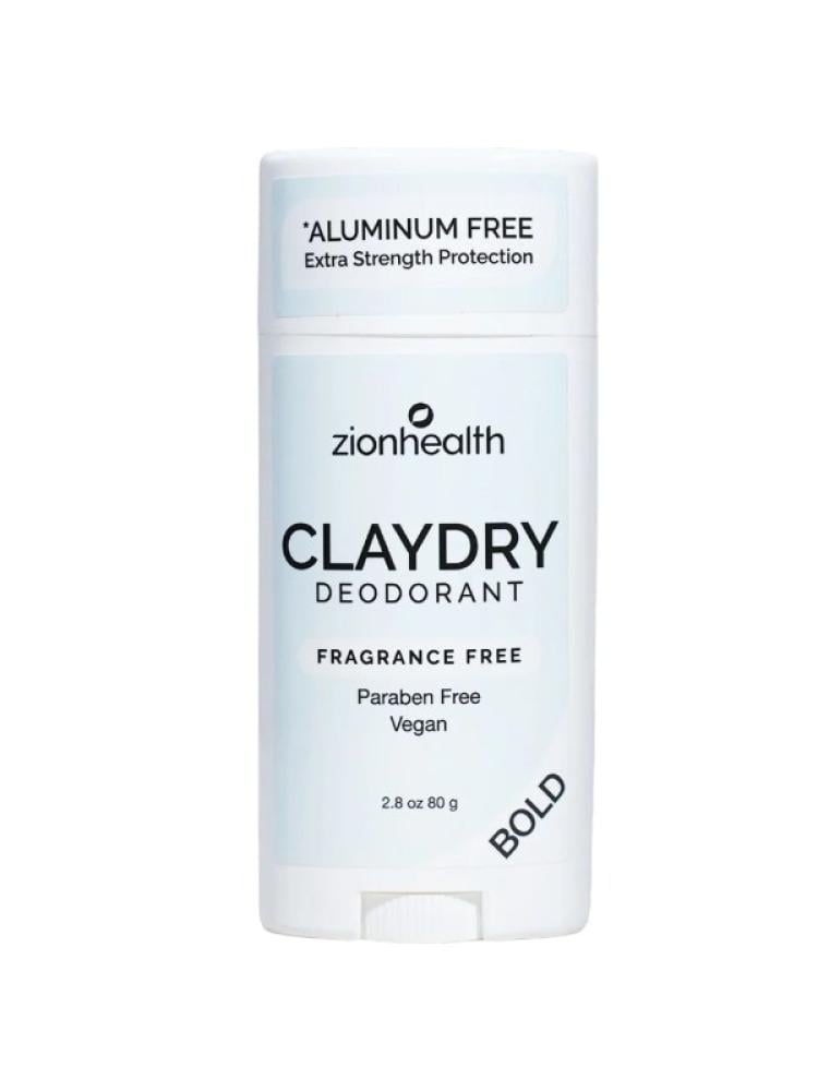 Best Men's Aluminum Free Deodorant and Antiperspirant ClayDry Bold Fragrance-Free Zion Health 80g