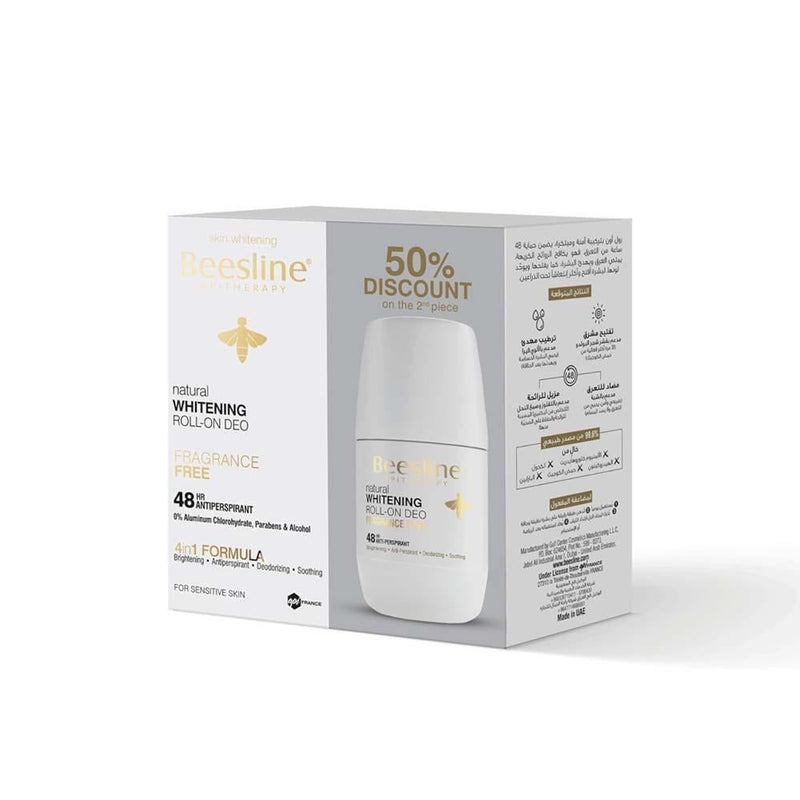 Aluminum Free Deodorant Roll-On Fragrance-Free Brightening Beesline 2x50ml