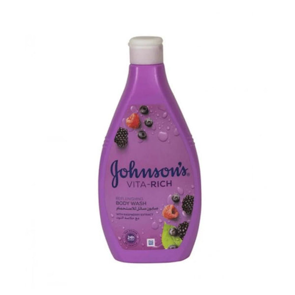Johnson's Raspberry Extract Body Wash, Moisturizing Liquid Soap, 400ml