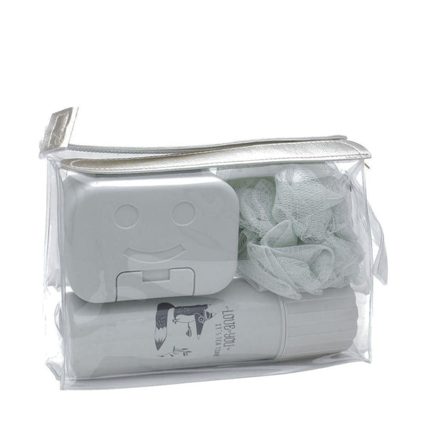 Maxdona 3-Piece Travel Toiletry Kit with Case Toothbrush Holder Loofah