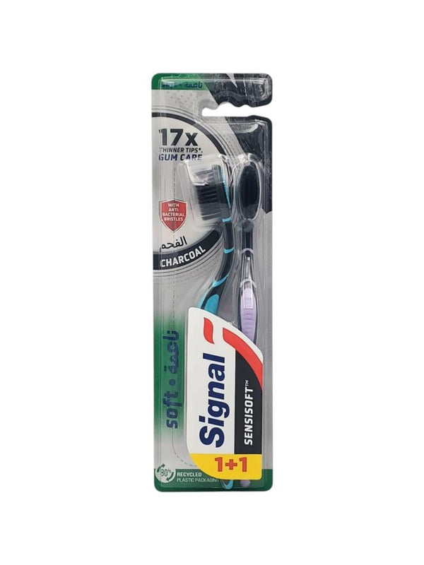 Signal Soft Charcoal Toothbrush 1+1 - Assorted Colors