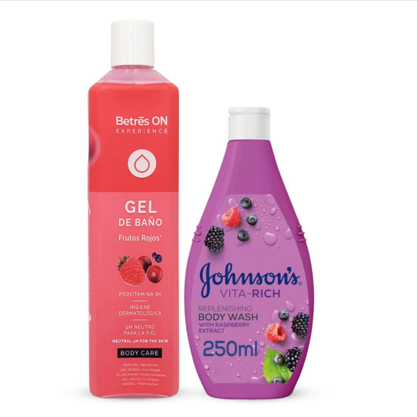 Johnson's Berry & Beatrice Shower Gel Set - Mixed Berry Scent 750ml + 250ml