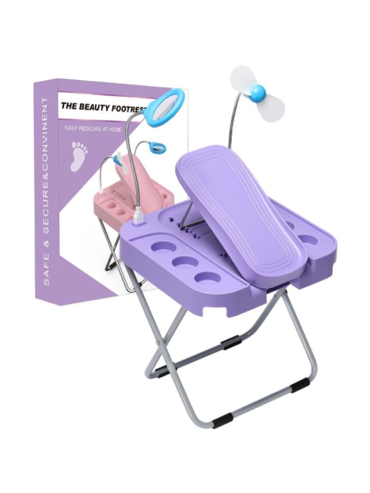 Salon System Pedicure Footrest with LED Light and Magnifying Lens