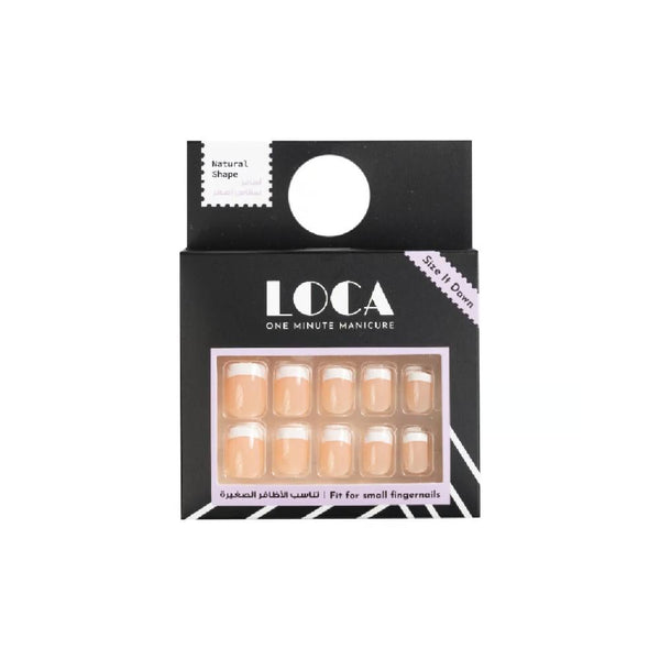 Loca French Style Self-Adhesive Artificial Nails, 24 Count, 10 Sizes
