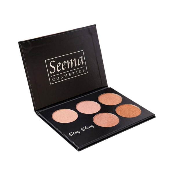 Seema Cosmetics Highlighter Kit 5-Color Powder Palette Long-Lasting