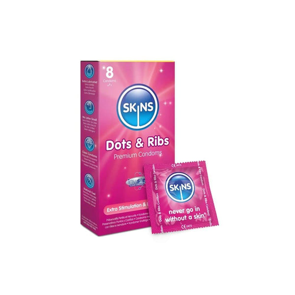 Dots & Ribs Premium Condoms Enhanced Stimulation Skins 8 Pack