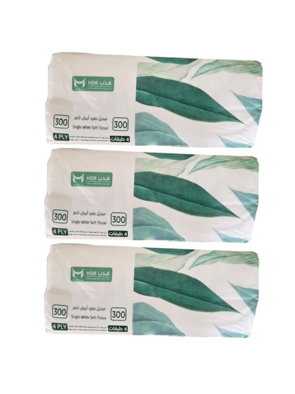 Hdb White Wipes, 3 Packs | 300 Tissues