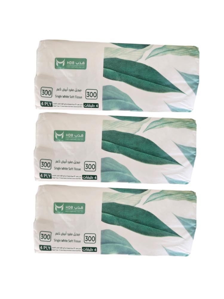 Hdb White Wipes, 3 Packs | 300 Tissues