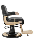 Salon System Men's Barber Chair - Black with Gold Frame
