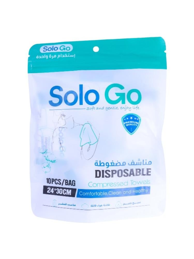 Disposable Compressed Towel Travel Portable Solo Go 10 Pieces 30x24 cm