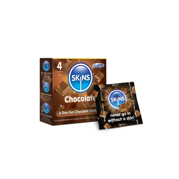 Chocolate Flavoured Condoms Premium Ergonomic Fit Skins 4 Pack