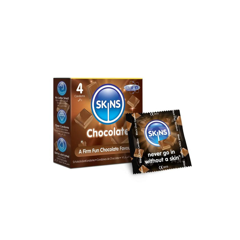 Chocolate Flavoured Condoms Premium Ergonomic Fit Skins 4 Pack