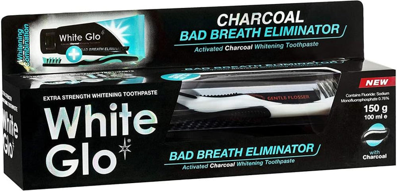 White Glo Charcoal Toothpaste Odour Eliminator Enamel Safe 150g