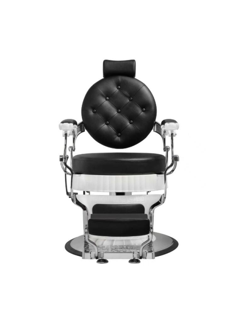 Salon System Men's Barber Chair 5268 Black Silver Iron