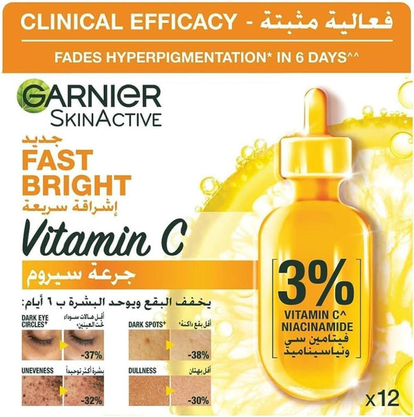 Best Ampoule Serum Vitamin C And Niacinamide Fast Bright Garnier 12pcs