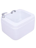 Salon System Square Pedicure Basin with Extractor - White