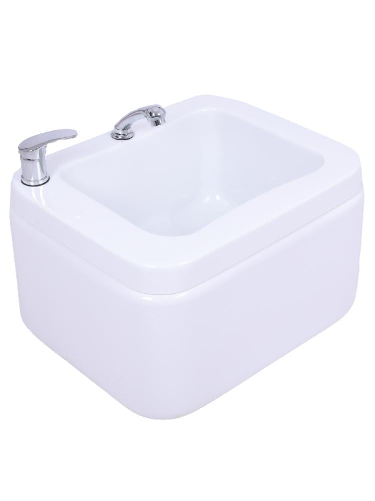 Salon System Square Pedicure Basin with Extractor - White