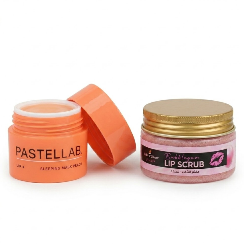 Lip Scrub and Mask Set Bubblegum Peach Exfoliating and Moisturising 110ml