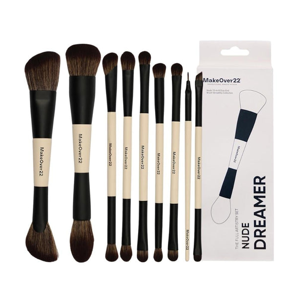 Make Over 22 Nude Dreamer Makeup Brush Set, 14-in-1, Synthetic Bristles