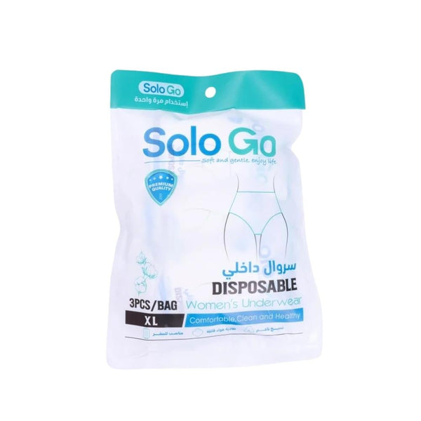 Solo Go Women's Disposable Briefs, Lightweight Material, Size XL, 3 Pack