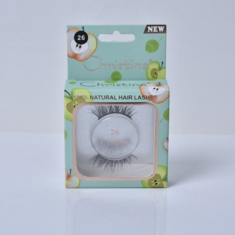 Christine Natural Hair Strip Eyelashes No. 26, Reusable