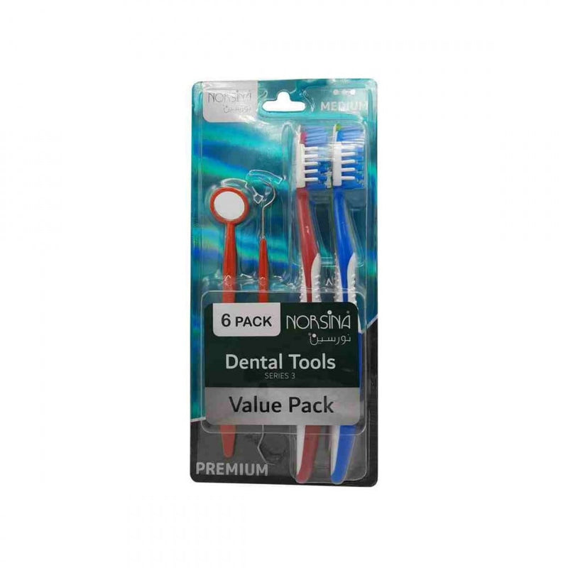 Norsina Medium Series Dental Care Kit, 6 Pieces, Soft Bristles
