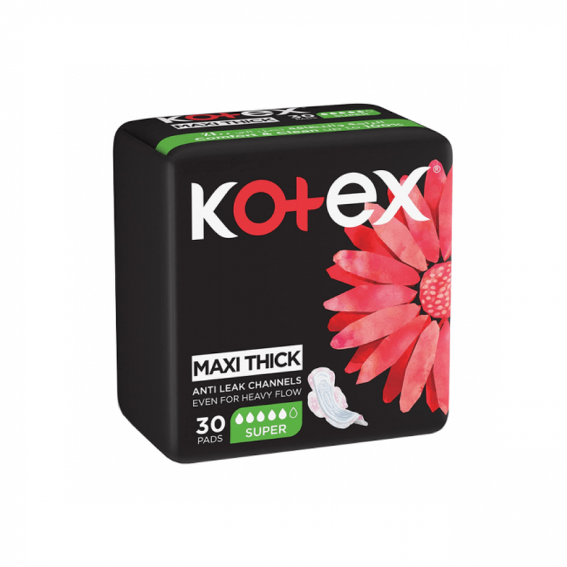 Kotex Maxi Comfort Clean Sanitary Pads with Wings Large 30 Count