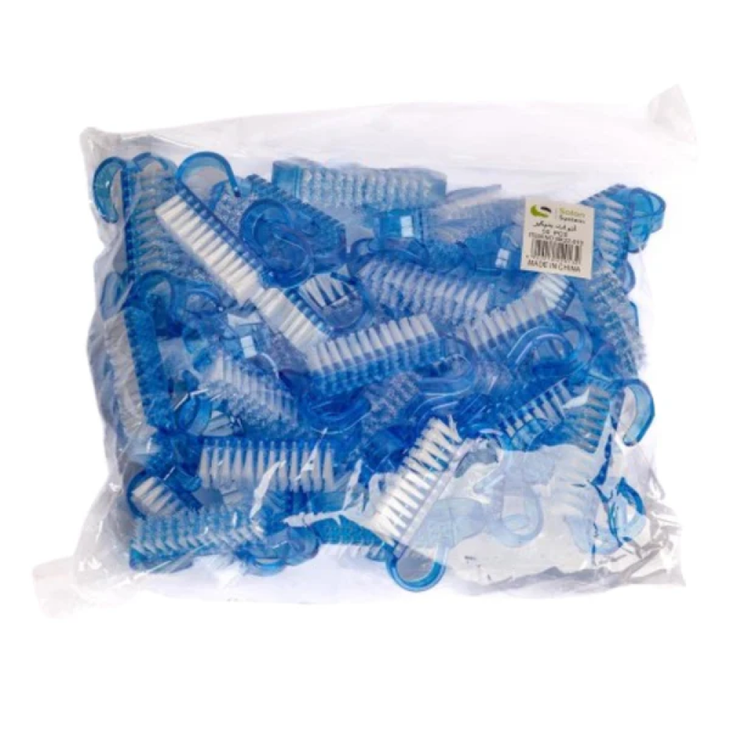 Salon System Mini Pedicure Brush, Foot Cleaning Tool, Blue, 50 Pieces
