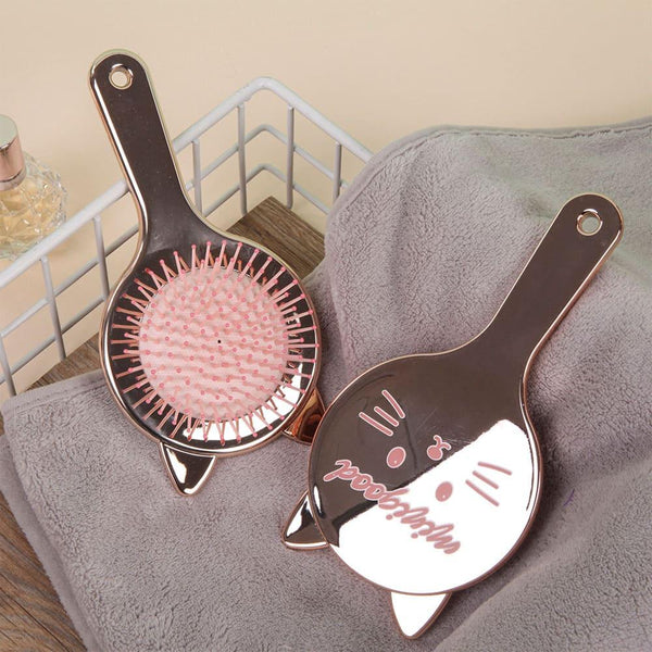 Hair Comb Rose Bronze Cat Design Detangling Minigood 1-Piece