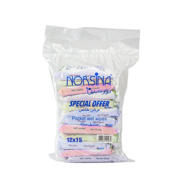 Norsina Cleansing Wet Wipes For All Skin Types 12-Pack