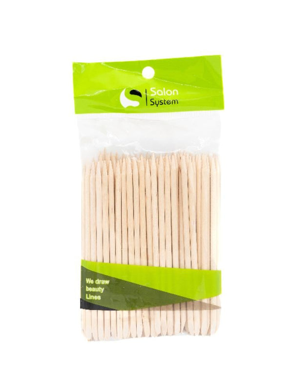 Salon System Wooden Cuticle Pusher Sticks, 100 Count