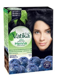 Vatika Henna Hair Color, Bluish Black 1.1, Ammonia-Free, 60g