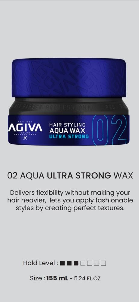 Extra Strong Hold Hair Wax Water-Based Agiva 155ml