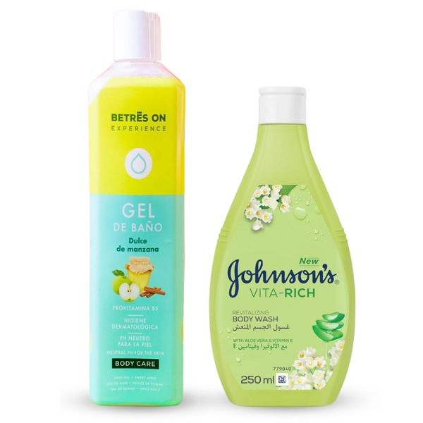 Johnson's Aloe Vera & Beatrice Apple Shower Gel Set - 750ml + 250ml
