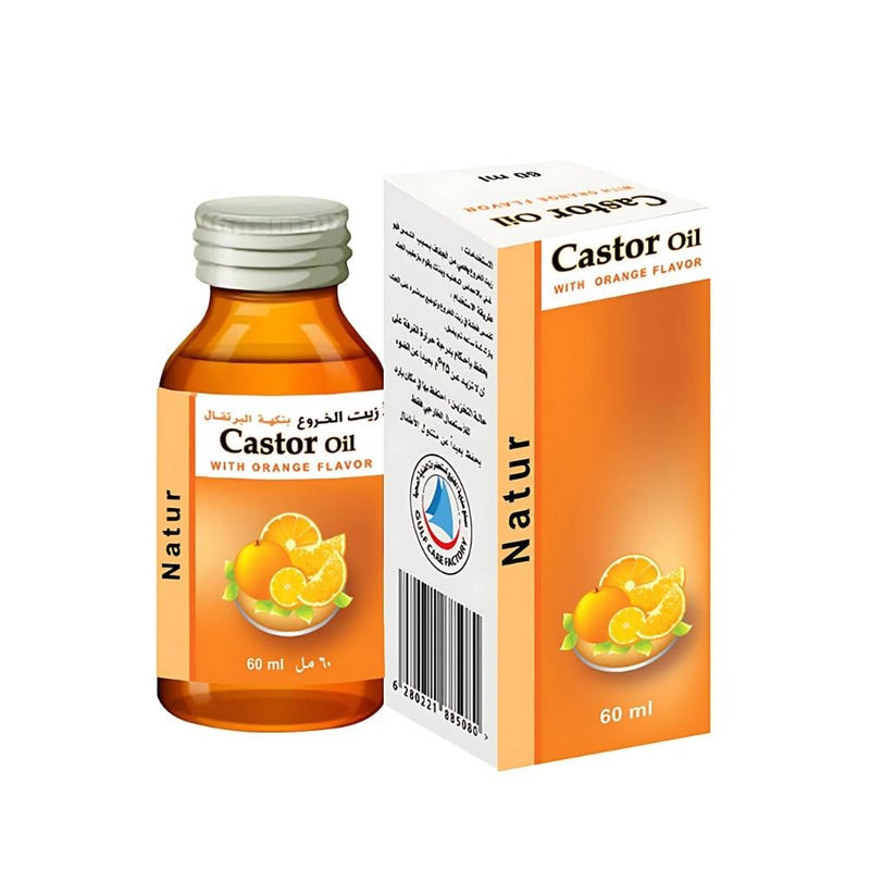 Natur Castor Oil Orange Flavor for Skin, Hair, Eyelashes & Eyebrows, 60ml