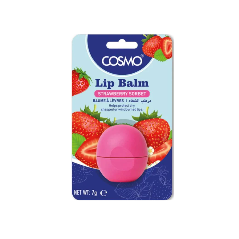 Cosmo Strawberry Lip Balm with Shea Butter for Dry Lips