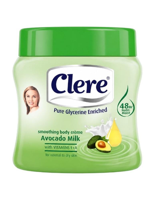Top Rated Body Cream Avocado & Milk Deep Hydration Clere 500ml