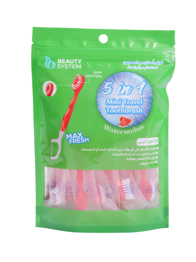 Disposable Toothbrush Set Watermelon Flavored Beauty System 10 Pieces