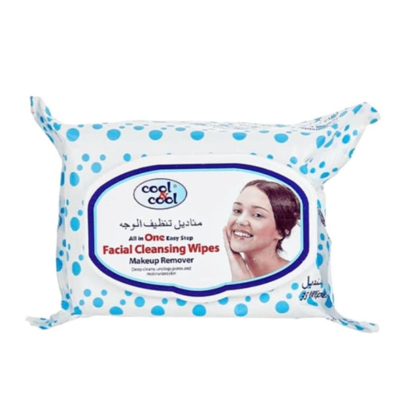 Cool & Cool Facial Cleansing Wipes Makeup Remover 33 Count