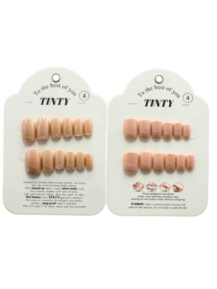 Press-On Artificial Nails No.4 Elegant Manicure Set Tinty 24 Pieces