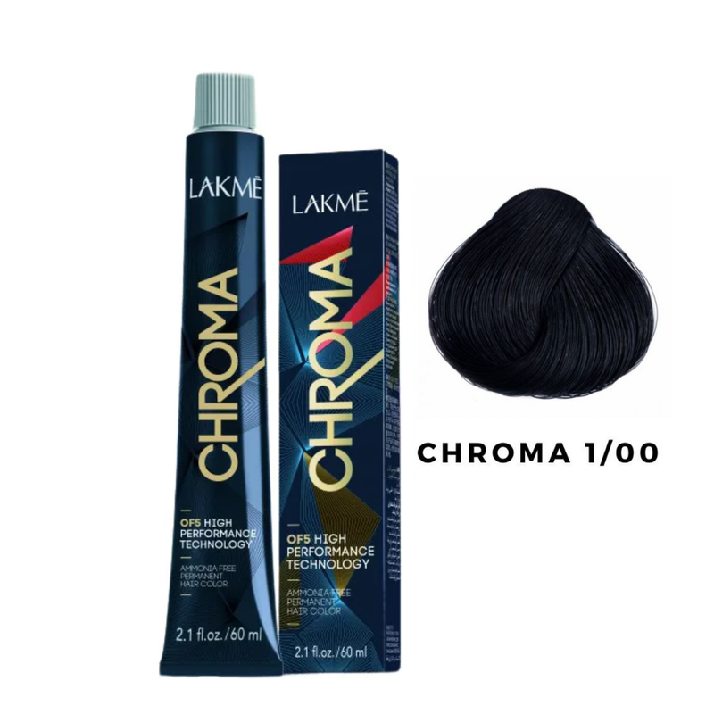Lakme Chroma Ammonia-Free Permanent Hair Dye 1/00 Black 60ml