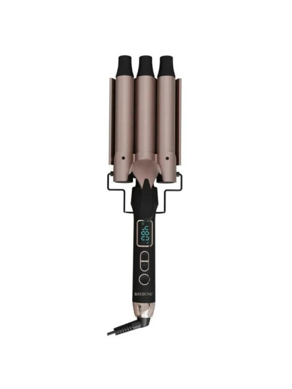 3-Barrel Curling Iron for Beach Waves Digital Display REBUNE RE-2152