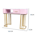 Salon System Pink Manicure Table with White Top & Gold Legs