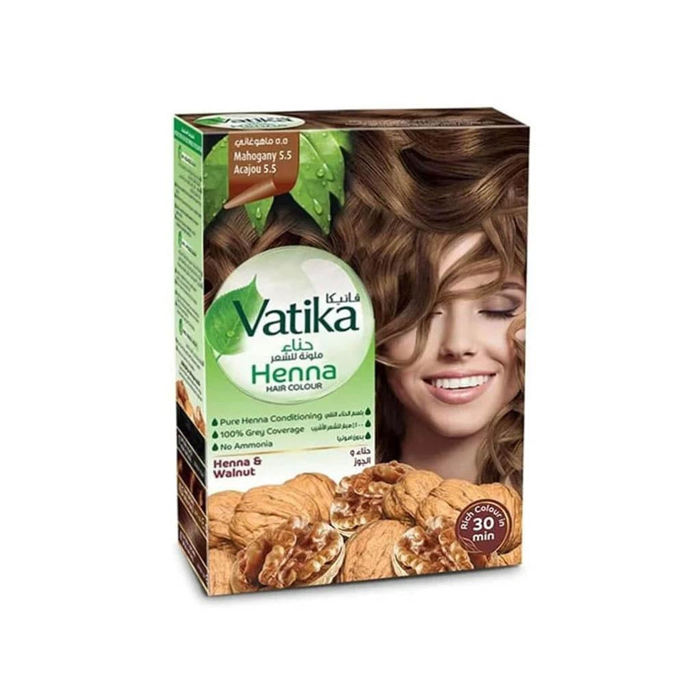 Vatika Henna Hair Color Mahogany Natural Hair Dye Gray Coverage 5.5