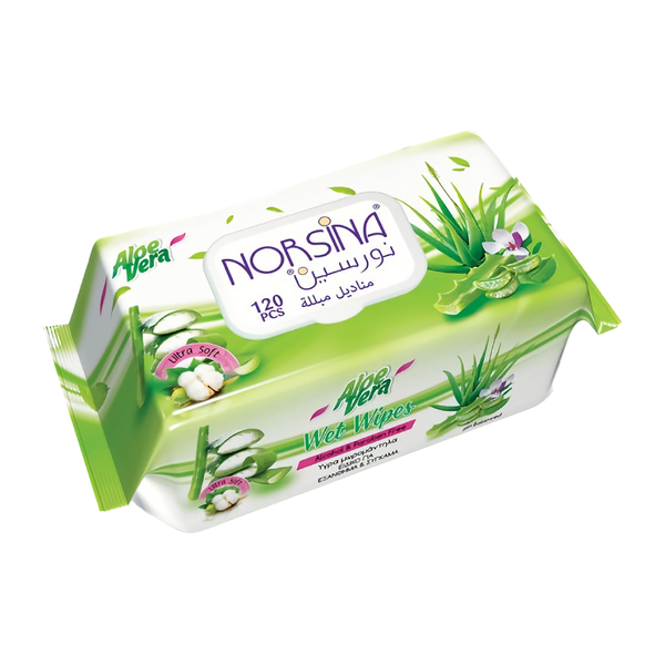 Norsina Baby Wet Wipes with Aloe Vera, 120 Count