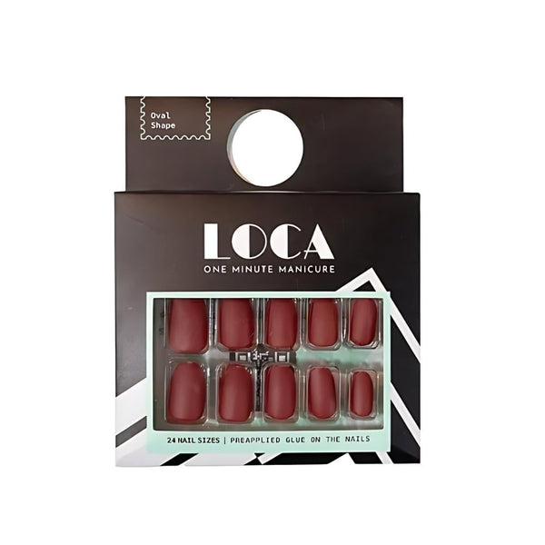 Loca Self-Adhesive Artificial Nails in Matte Burgundy, 24 Count