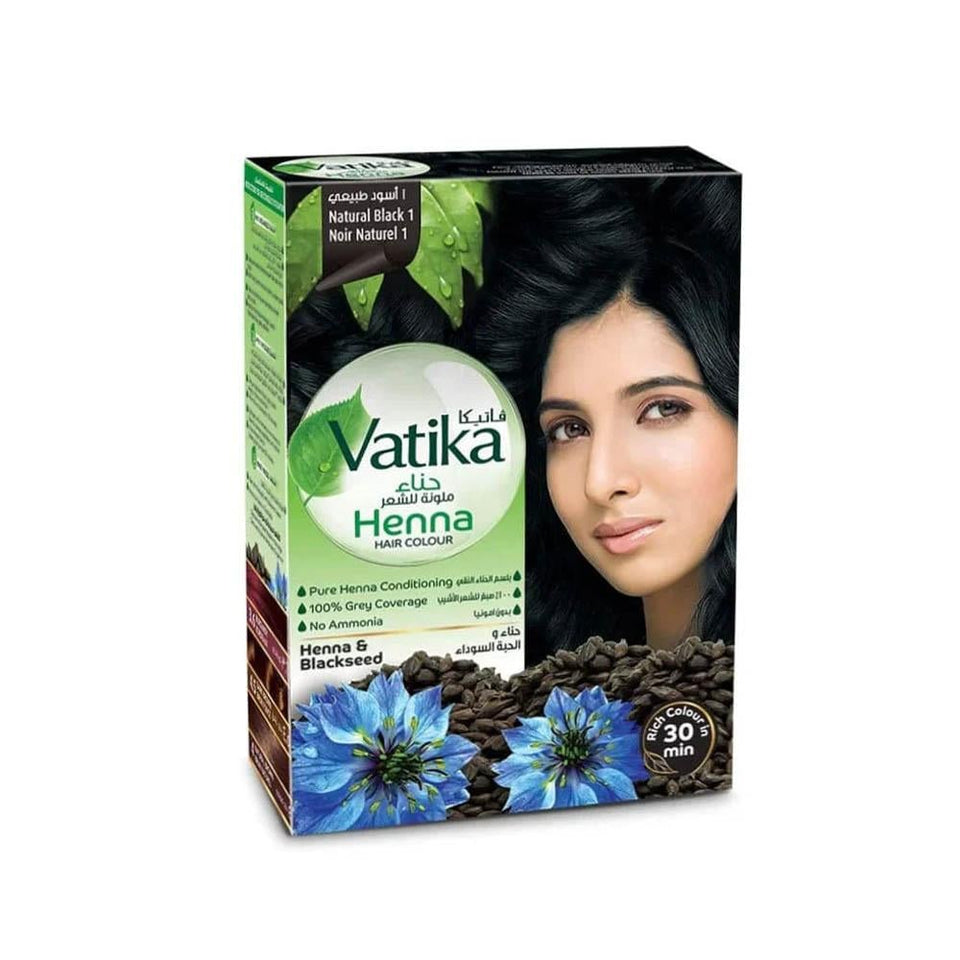 Vatika Henna Hair Color Natural Black Herbal Ammonia-Free Hair Dye 60g